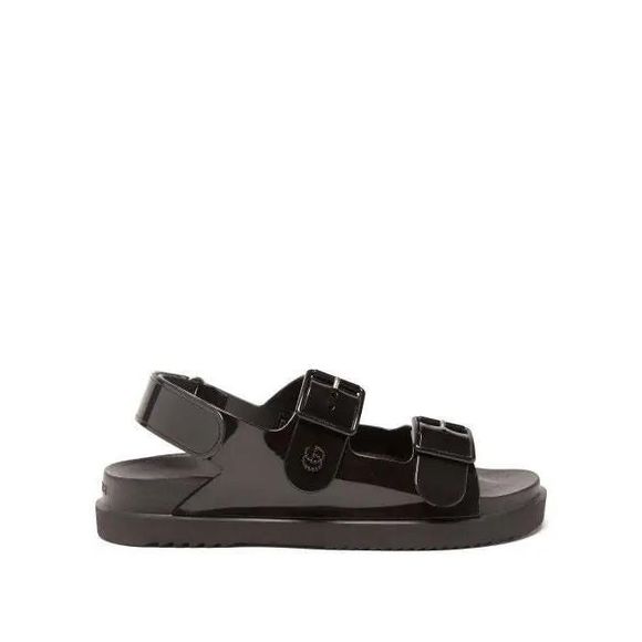 GUCCI Gg Buckled Rubber Sandals - Black $620 - Picture 1 of 13